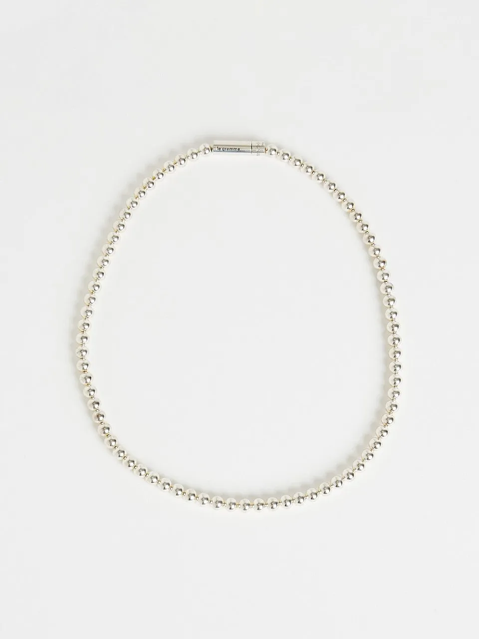 51g Beads Necklace in Slick Polished 925 Sterling Silver