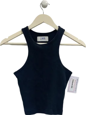 7 Days Active Navy Cropped Rib Tank Top UK S