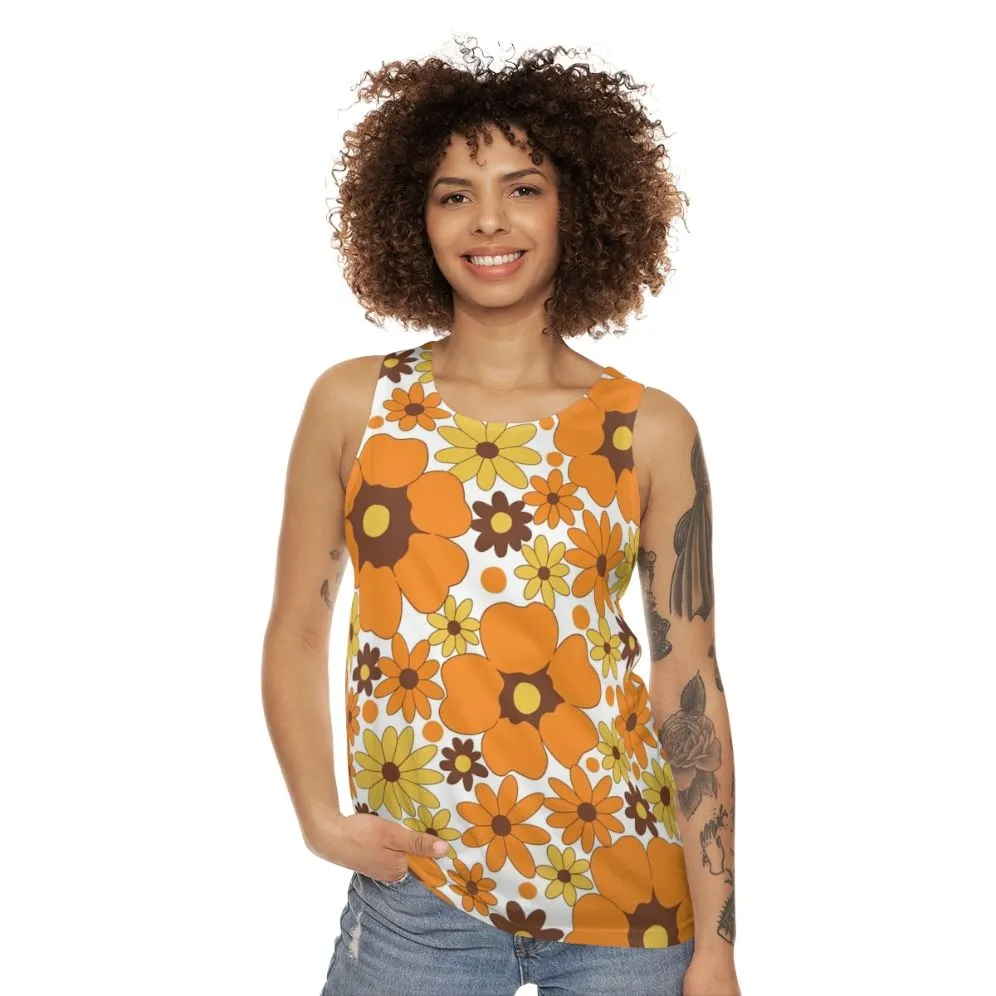 70s Floral Pattern Unisex Tank Top