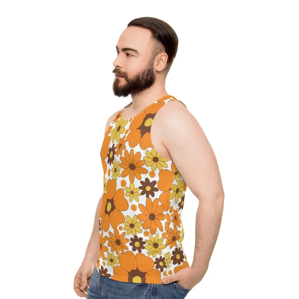 70s Floral Pattern Unisex Tank Top