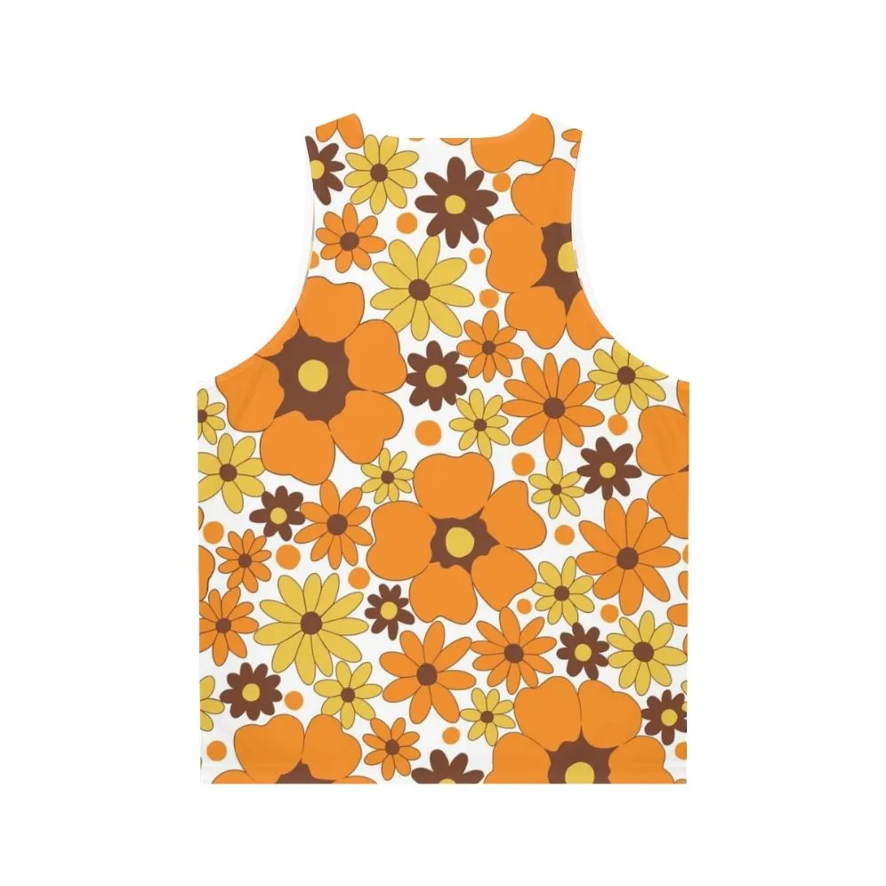 70s Floral Pattern Unisex Tank Top