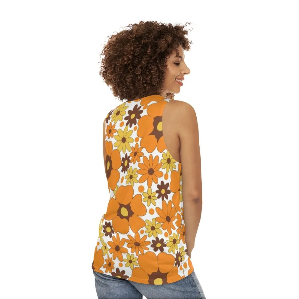 70s Floral Pattern Unisex Tank Top