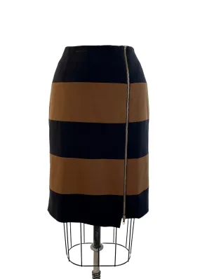 9 West Women's olive brown & black colour block pencil skirt with zipper, 4