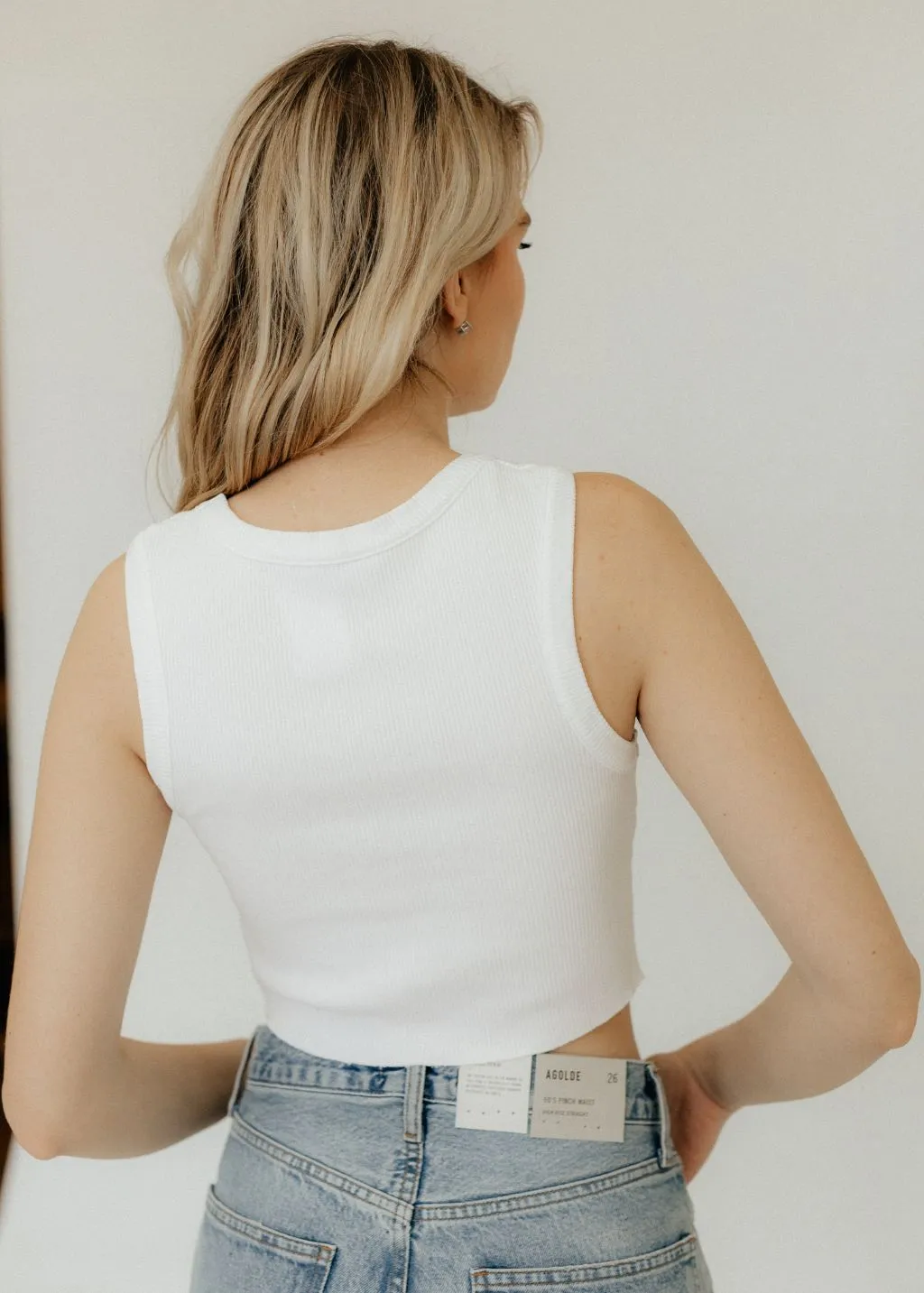 AGOLDE Cropped Poppy Tank in White