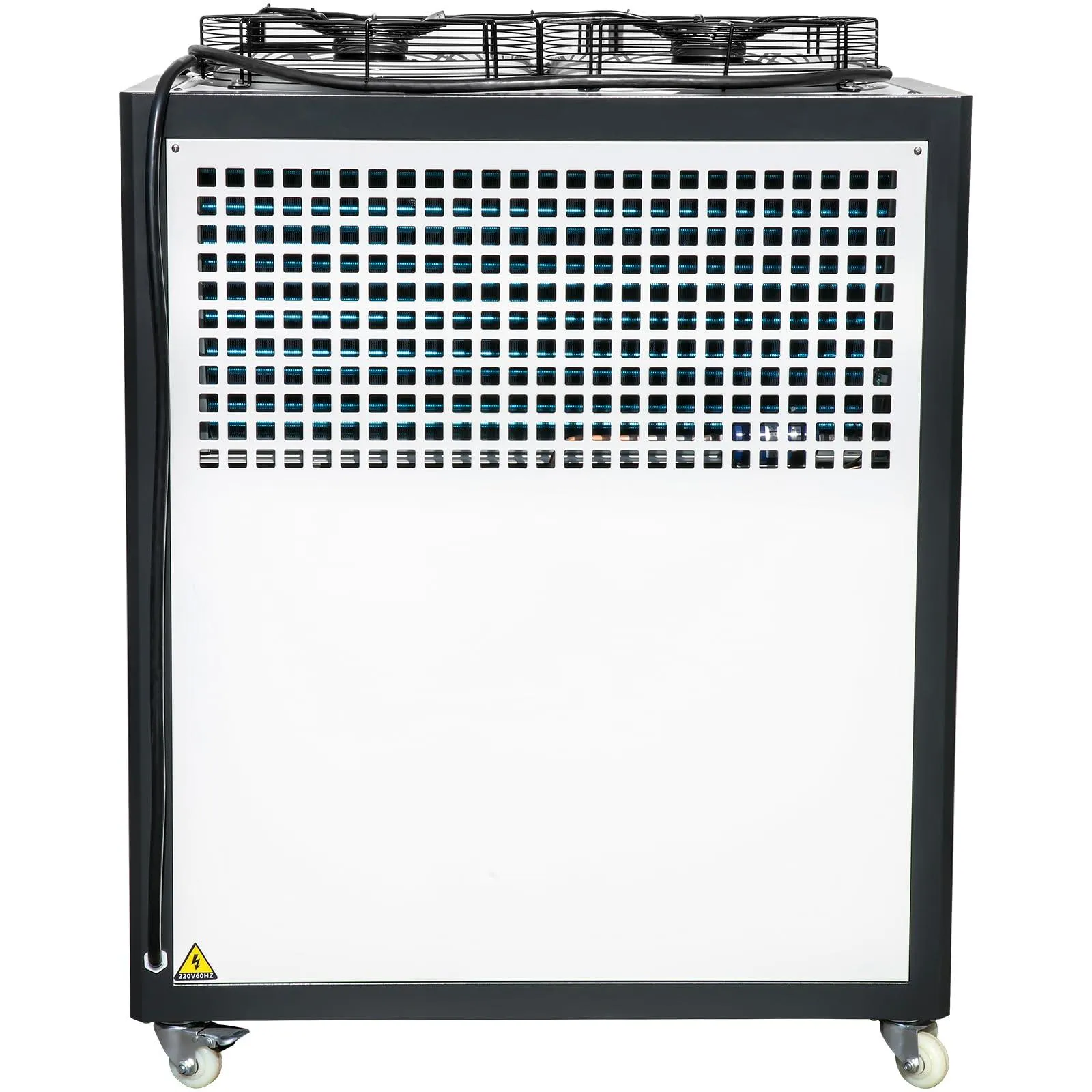 Air Cooled Water Chiller 5 Ton Portable, 5Hp 53L Tank Industrial Chiller, Finned Condenser w/Micro-Computer Control, 15KW Cooling Capacity Stainless Steel Tank Chiller Machine for Cooling Water