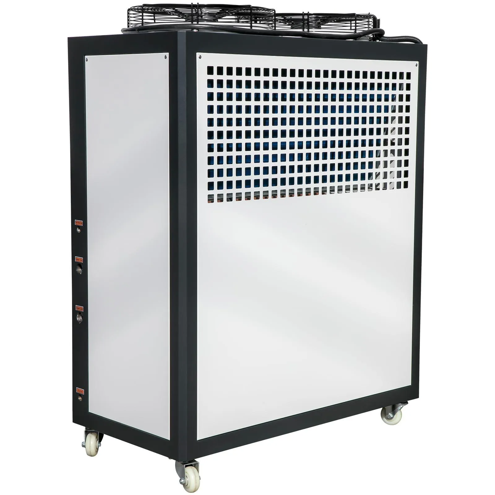 Air Cooled Water Chiller 5 Ton Portable, 5Hp 53L Tank Industrial Chiller, Finned Condenser w/Micro-Computer Control, 15KW Cooling Capacity Stainless Steel Tank Chiller Machine for Cooling Water