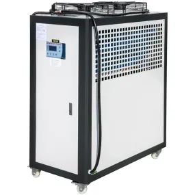 Air Cooled Water Chiller 5 Ton Portable, 5Hp 53L Tank Industrial Chiller, Finned Condenser w/Micro-Computer Control, 15KW Cooling Capacity Stainless Steel Tank Chiller Machine for Cooling Water