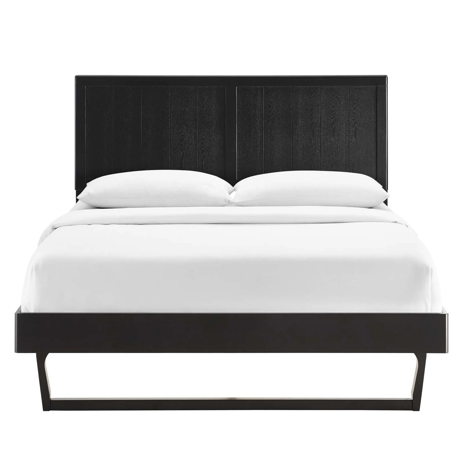 Alana Wood Platform Bed With Angular Frame