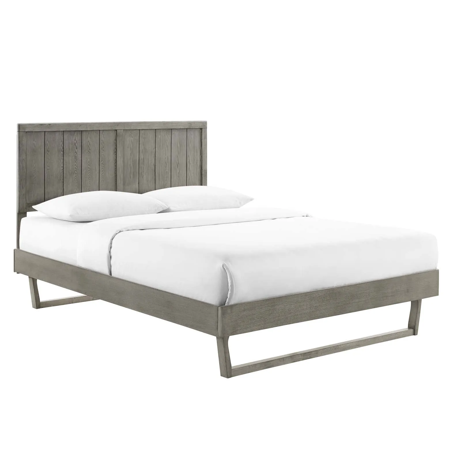 Alana Wood Platform Bed With Angular Frame