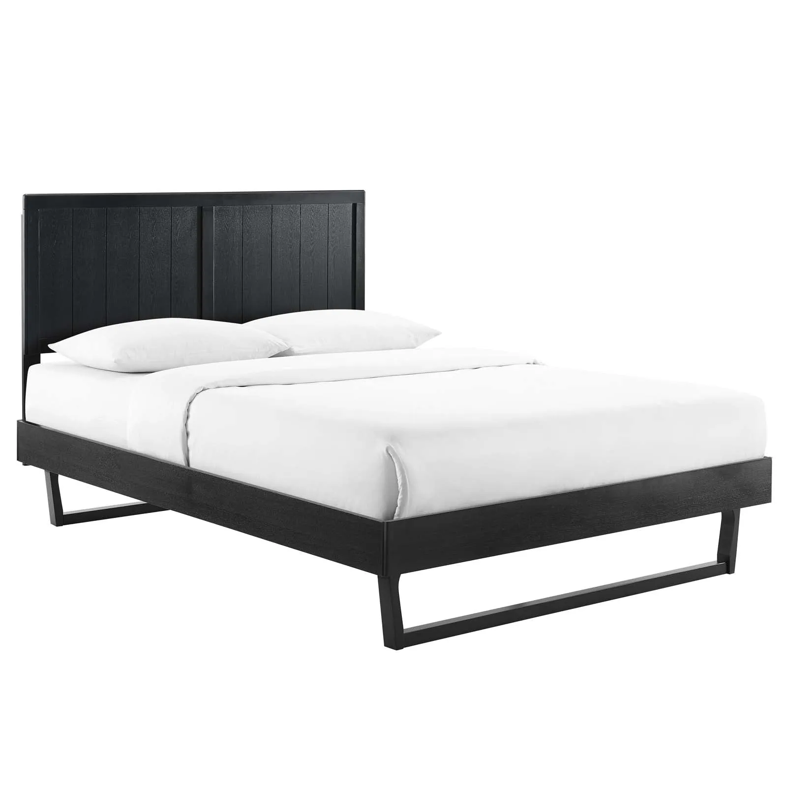 Alana Wood Platform Bed With Angular Frame