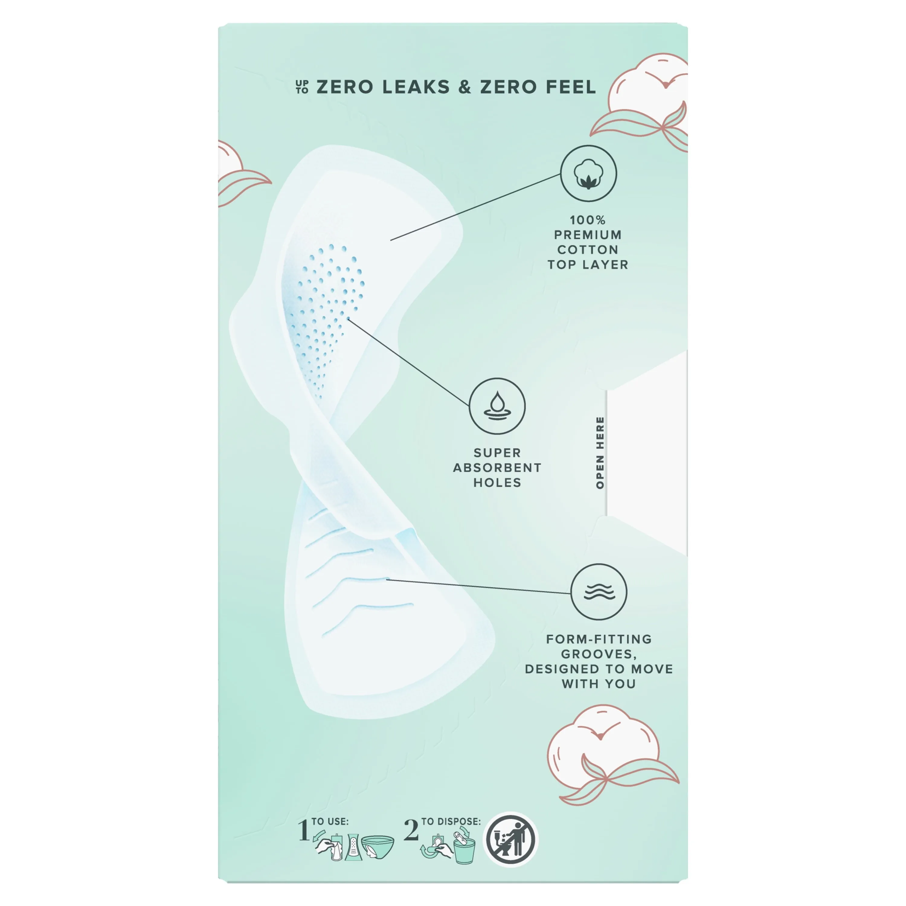 Always Pure Cotton Feminine Pads With Wings, Size 1, Regular Absorbency, 28 CT