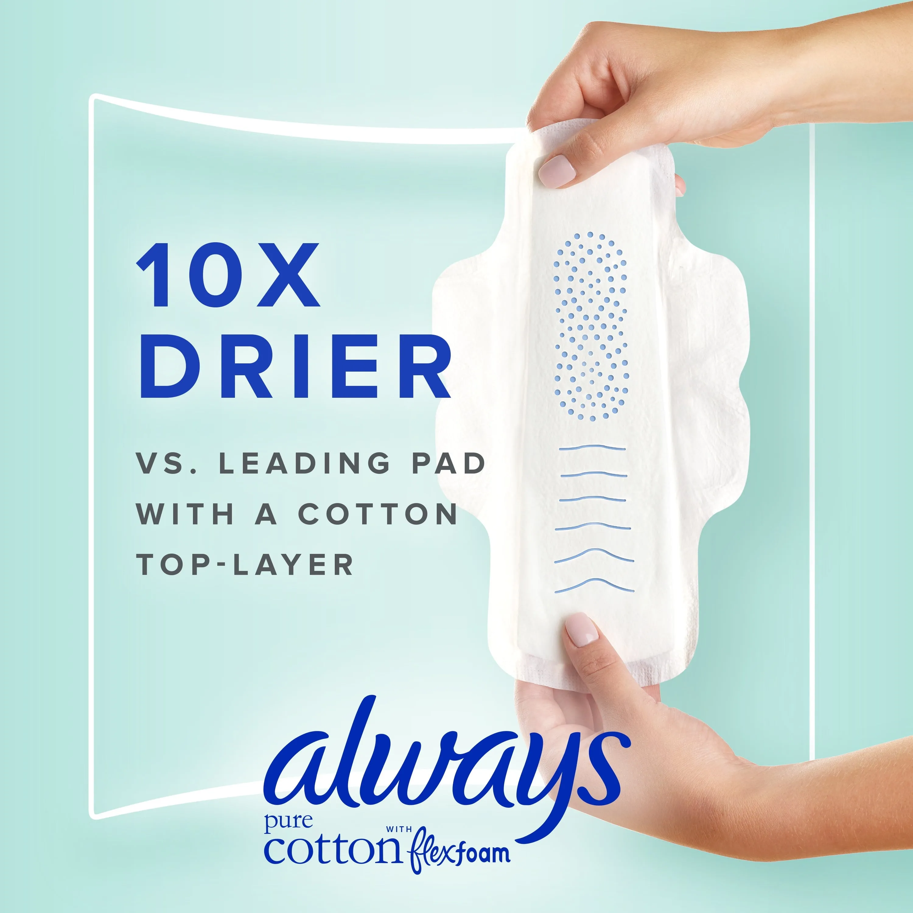 Always Pure Cotton Feminine Pads With Wings, Size 1, Regular Absorbency, 28 CT