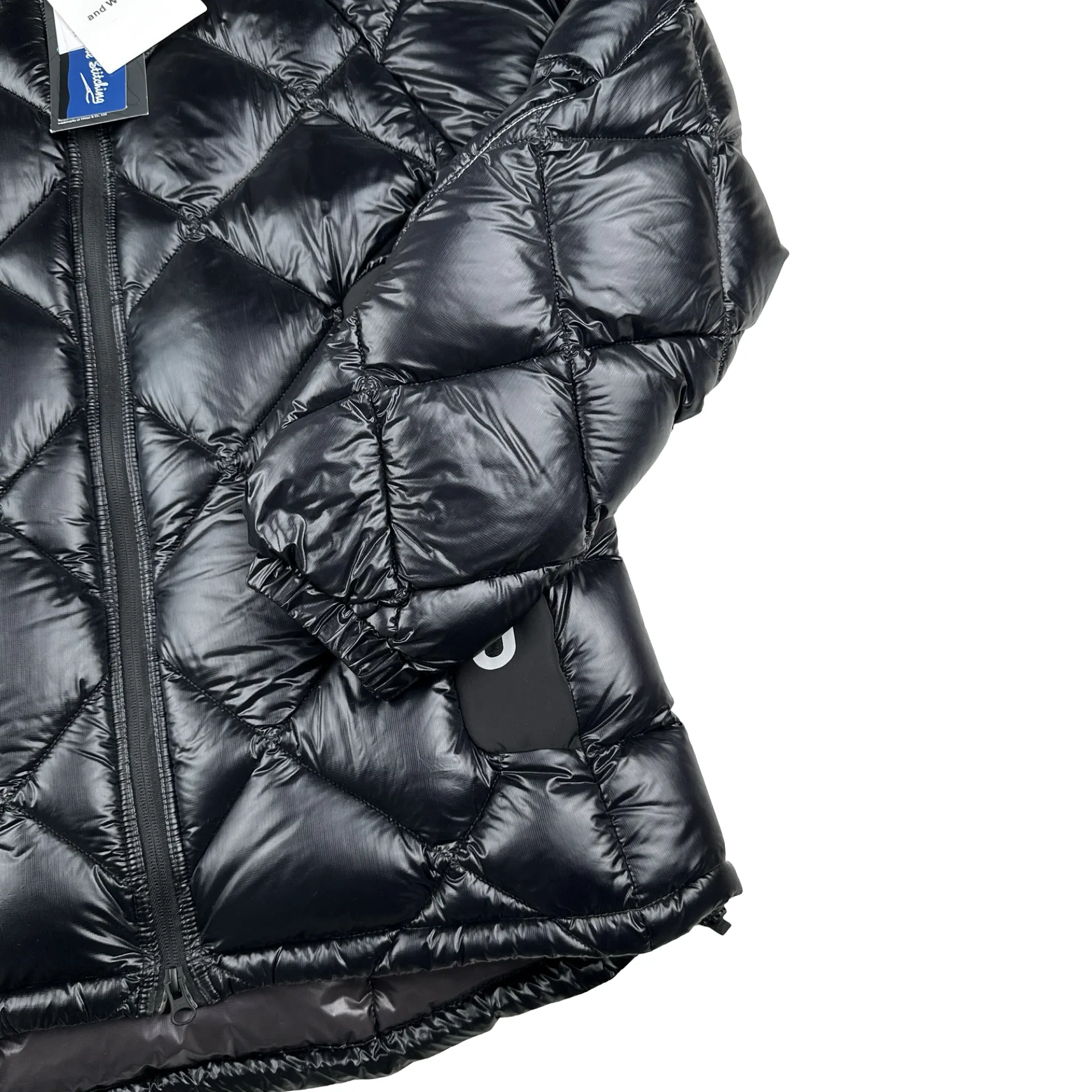 And Wander Black Pertex Diamond Quilted Hooded Puffer Jacket