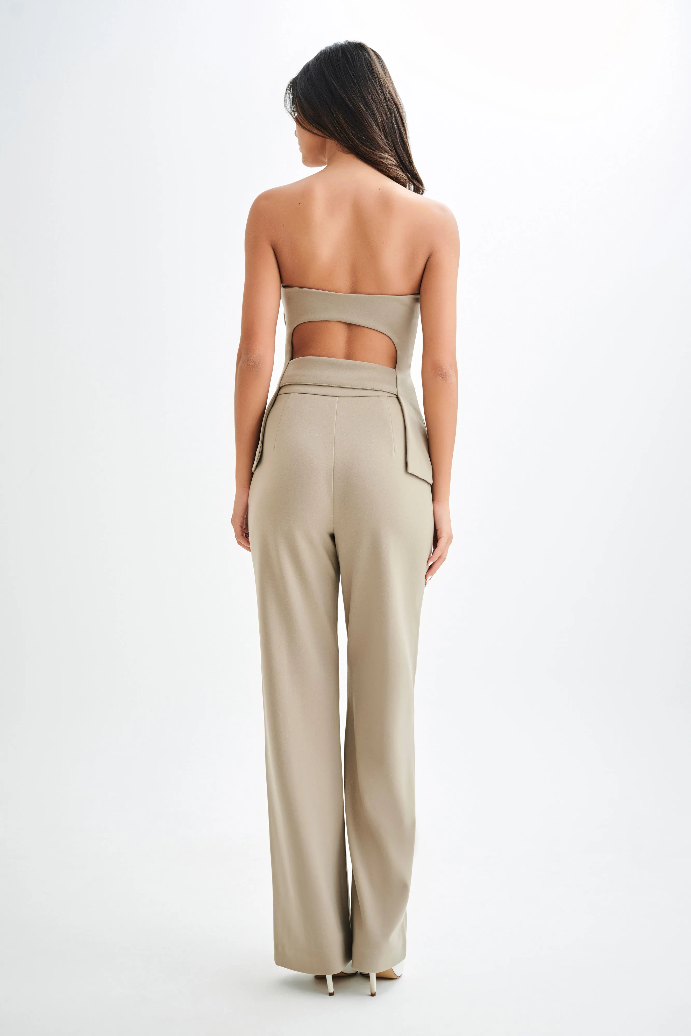 Antonia Pleated Wide Leg Pants - Mushroom