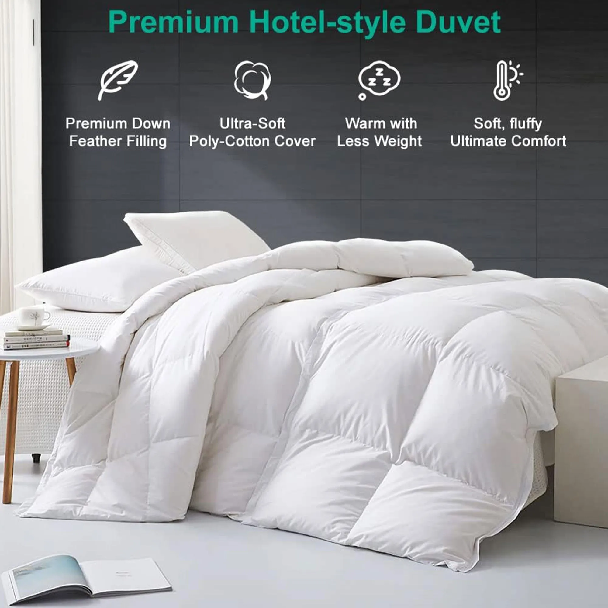 APSMILE Lightweight All Season Feathers Down Full Queen Duvet Comforter, White