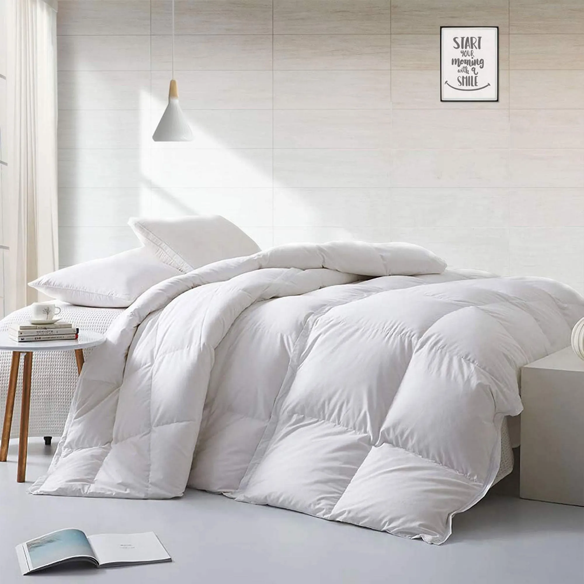 APSMILE Lightweight All Season Feathers Down Full Queen Duvet Comforter, White