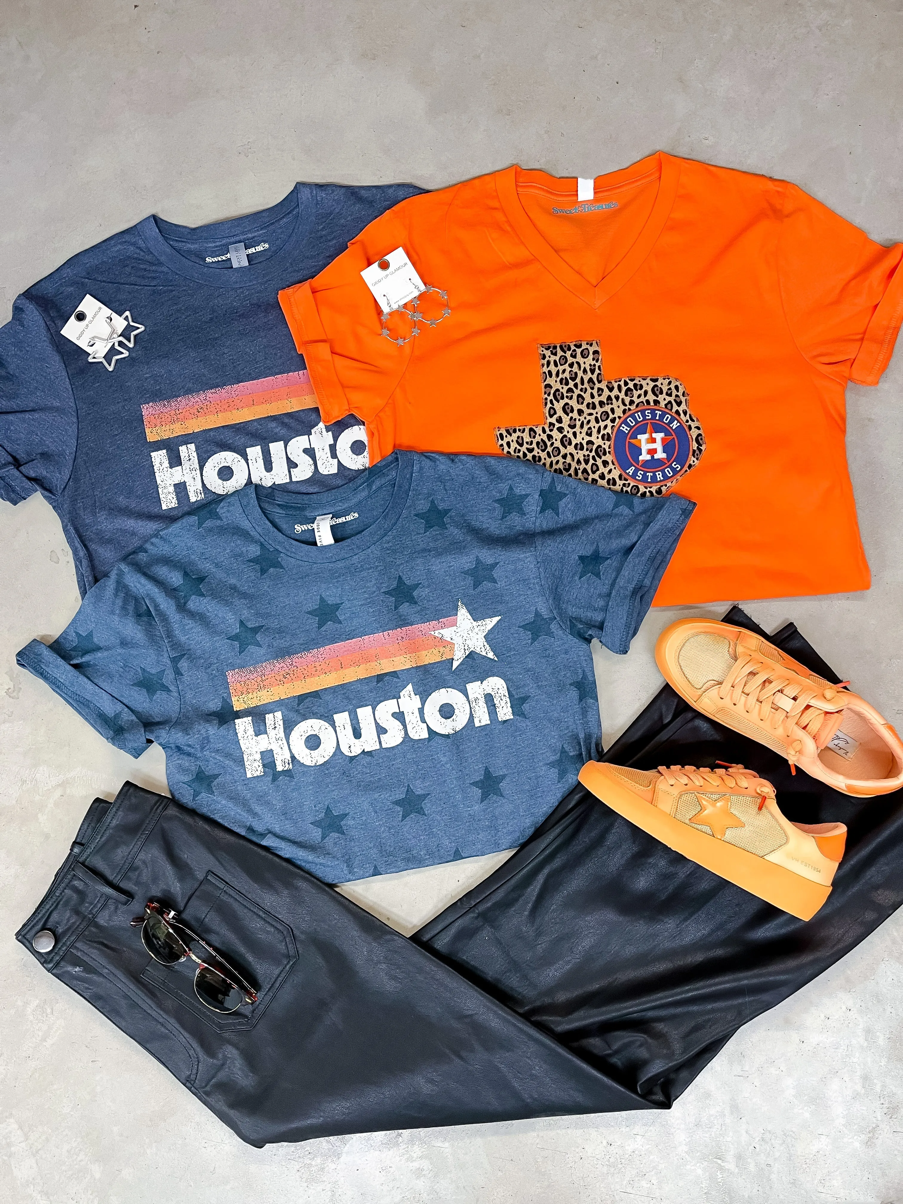 Astros Game Day | Astros Star Print Short Sleeve Graphic Tee in Heather Navy