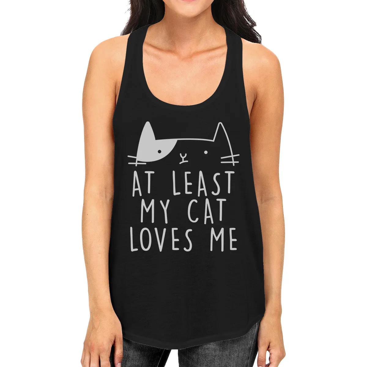 At Least My Cat Loves Women's Sleeveless Tank Top Cat Graphic