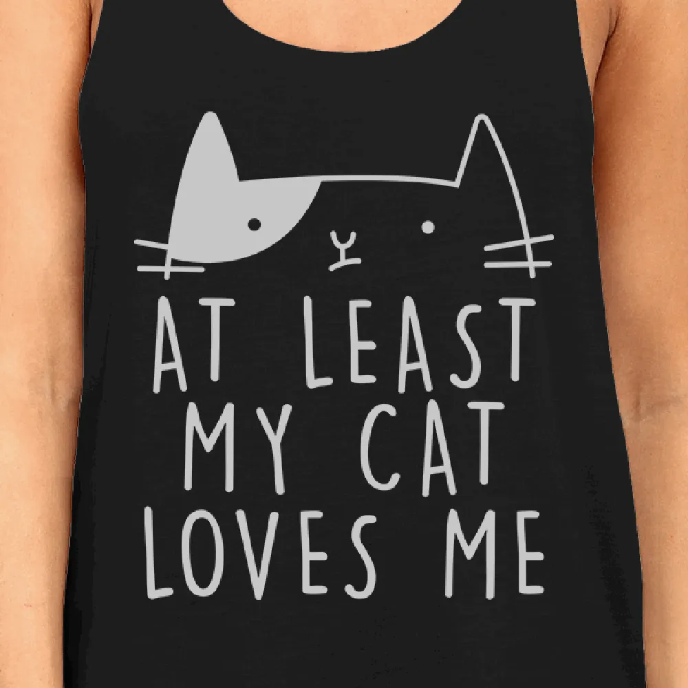 At Least My Cat Loves Women's Sleeveless Tank Top Cat Graphic