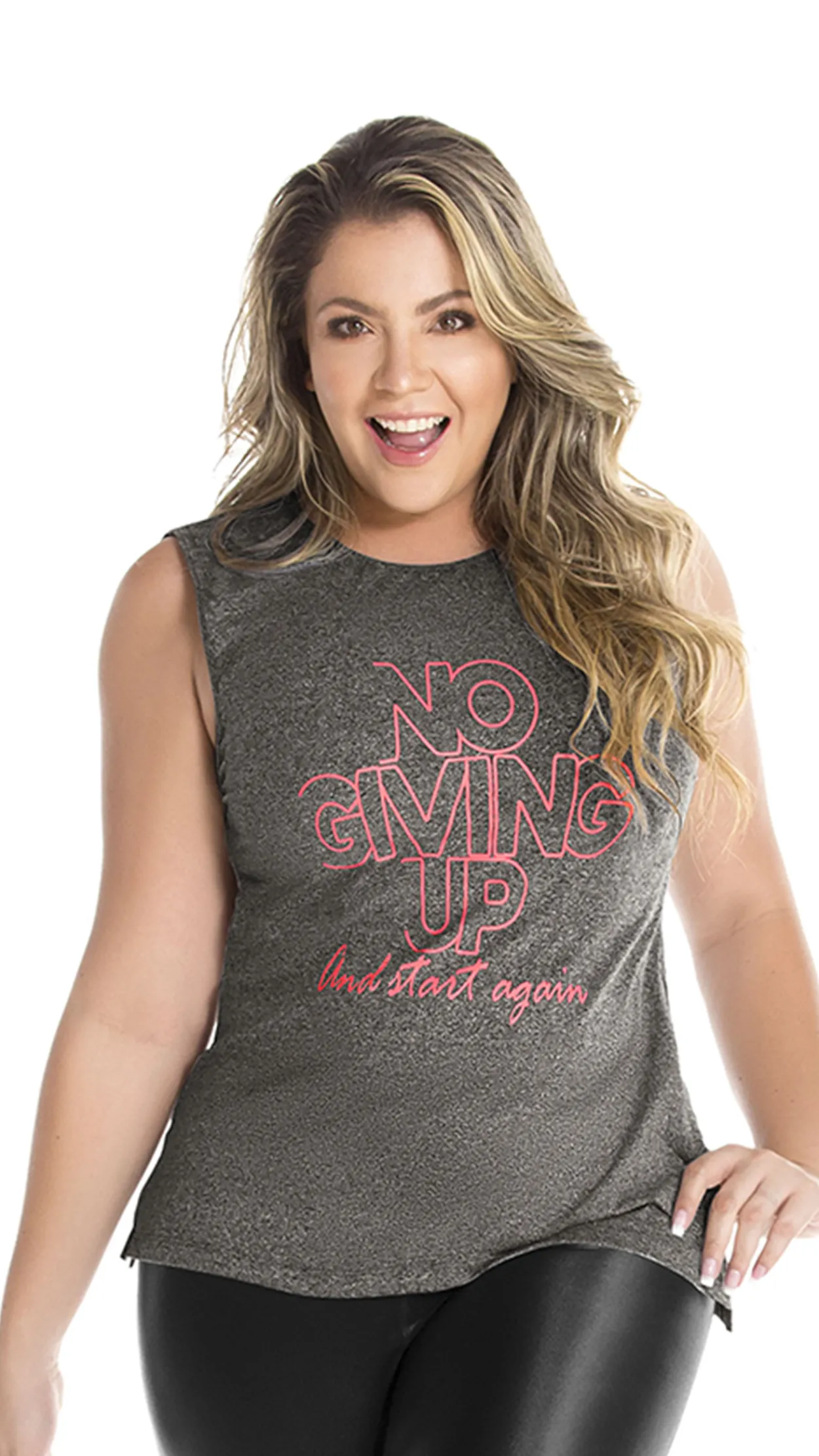 Babalu Plus size tank Top Gray and Black