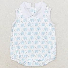 Baby Infant Boys Rompers Blue Elephant Sleeveless Rompers SR1824