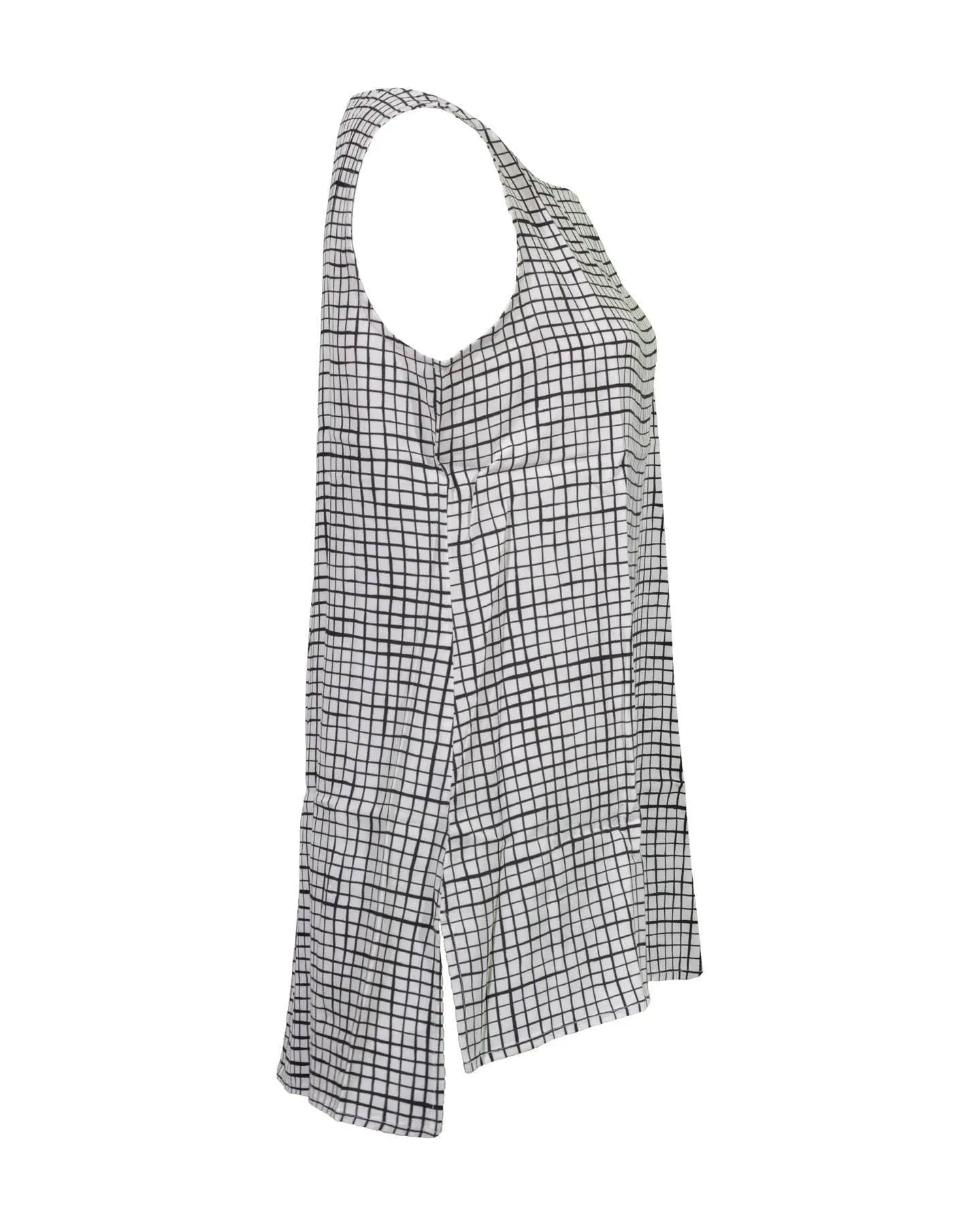 Bateau Neck Grid Tank Bone