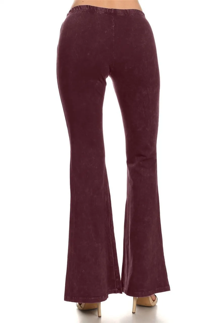 Bell Bottoms Yoga Pants Denim Colored Burgundy