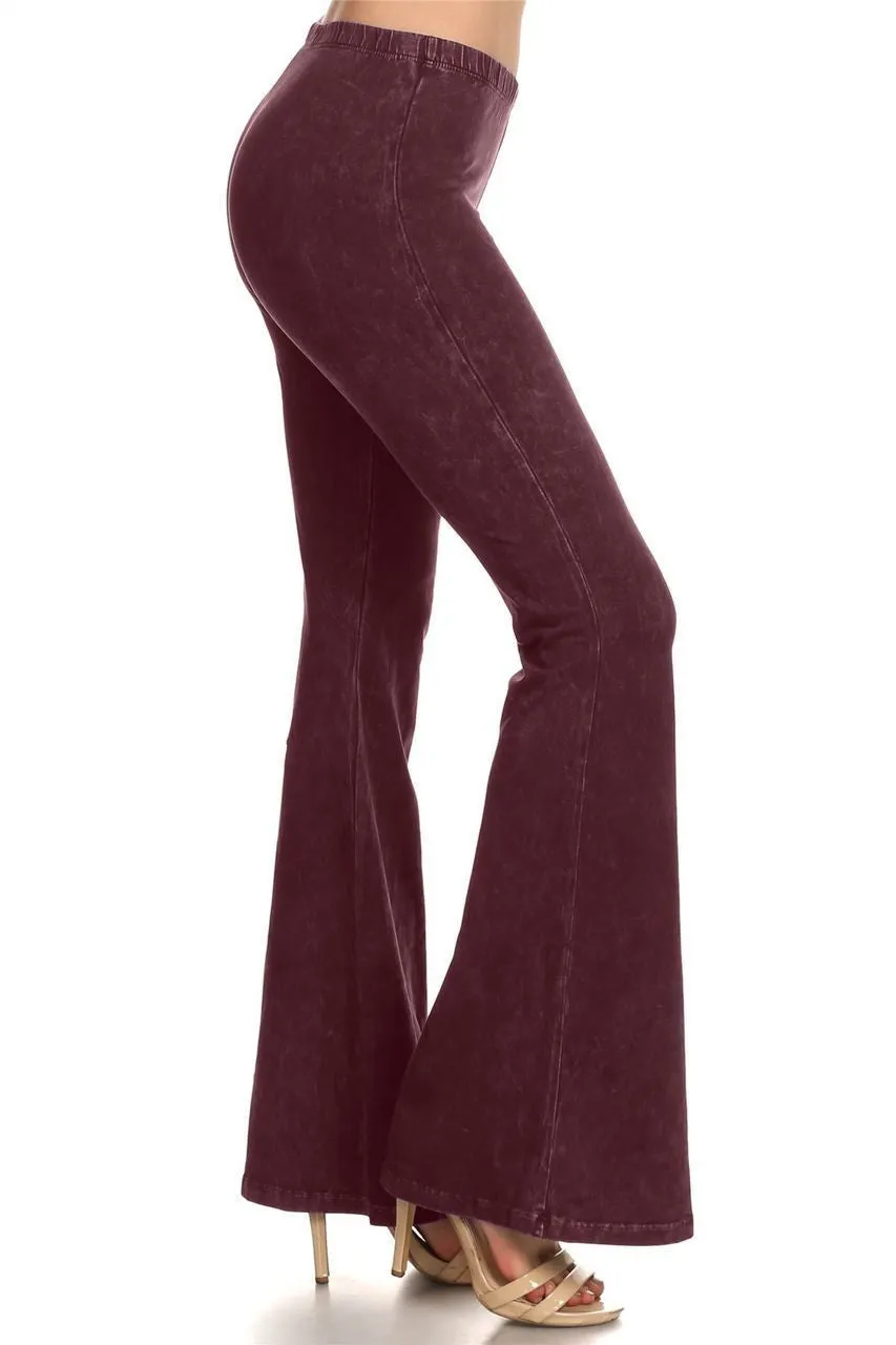 Bell Bottoms Yoga Pants Denim Colored Burgundy