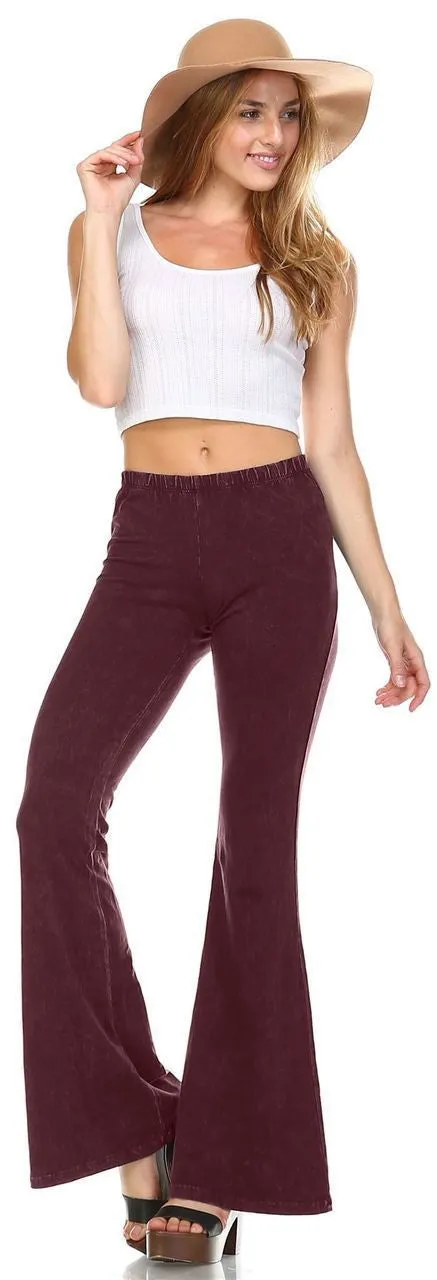 Bell Bottoms Yoga Pants Denim Colored Burgundy