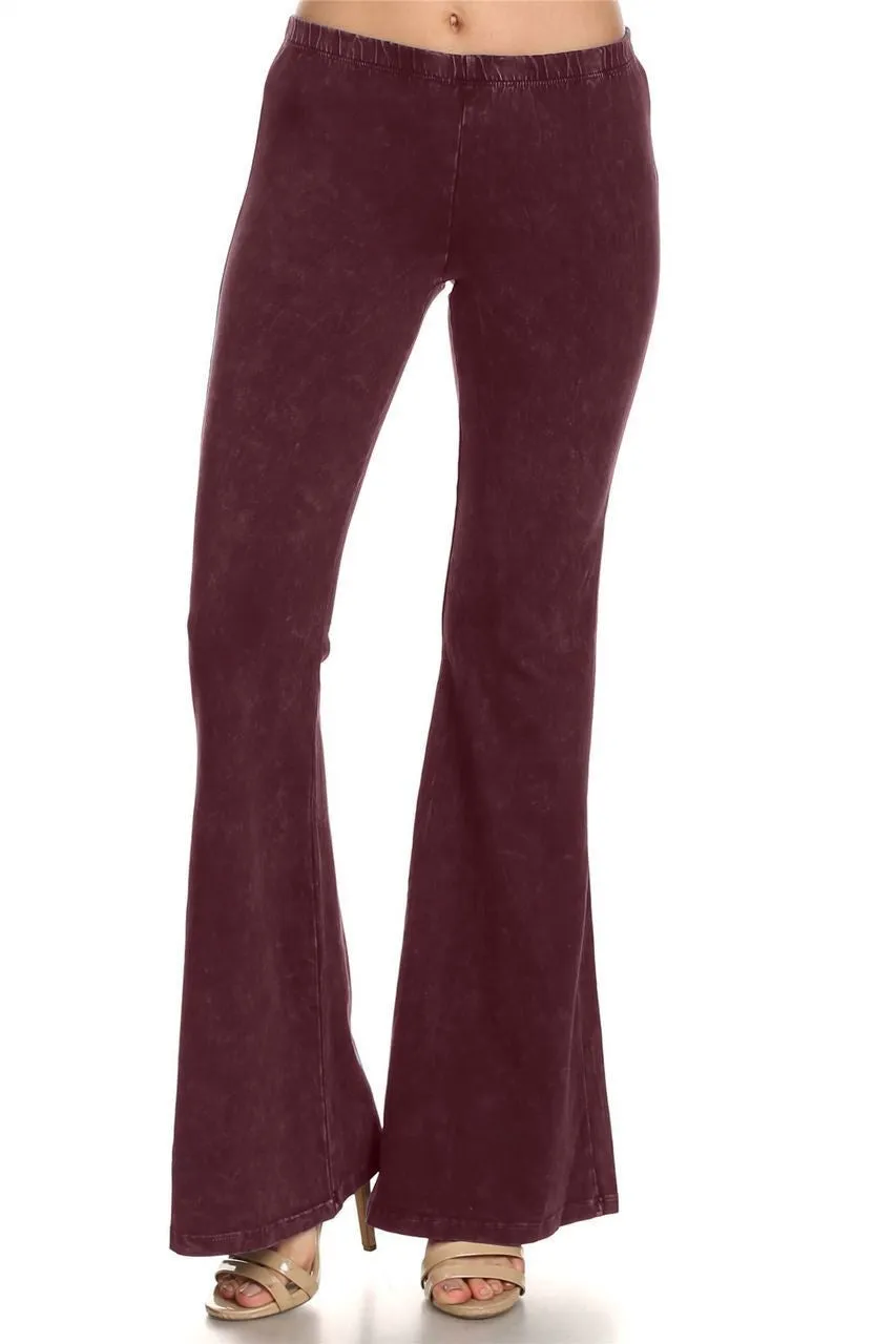 Bell Bottoms Yoga Pants Denim Colored Burgundy