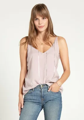 Bella Dahl - Stripe Stamped V-Neck Tank Top in Light Mauve