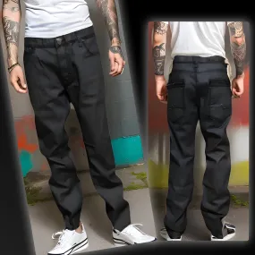 ^BLACK LABEL^ (DARK GREY-BLUE) LOOSE FIT DENIM (JEANS) (40” WAIST)