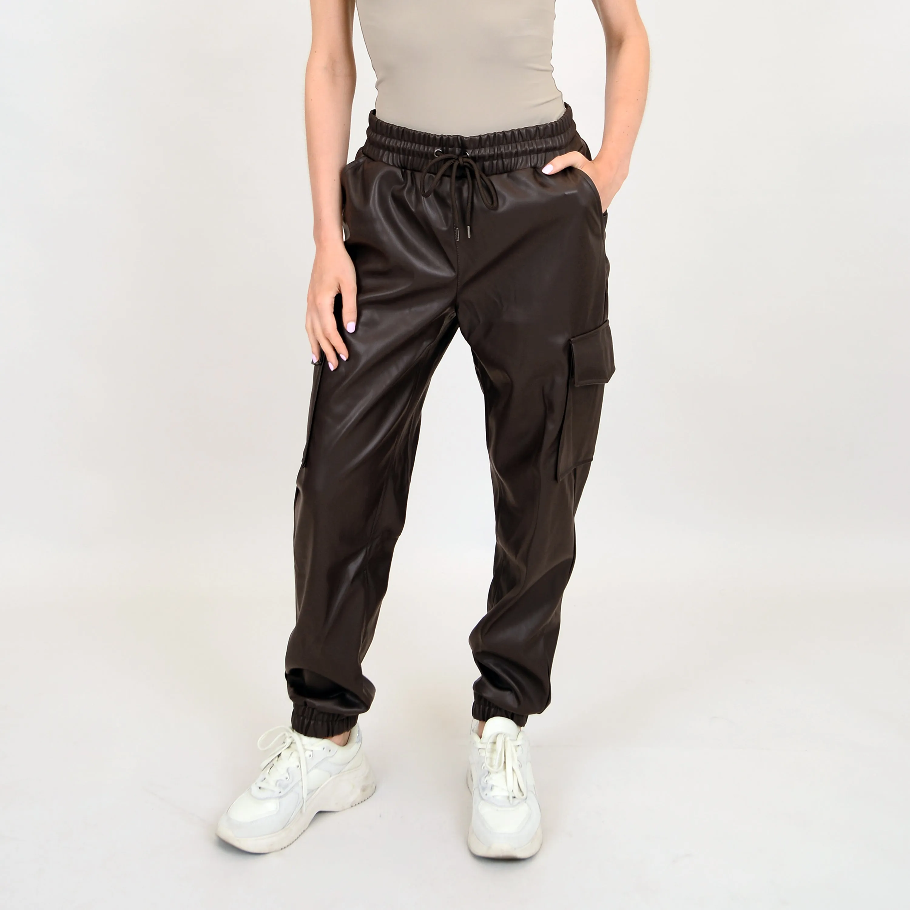 BLAIR VEGAN LEATHER PANT - DARK BROWN