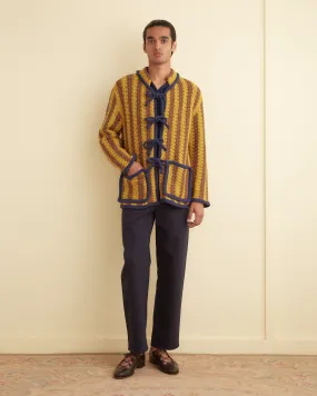 Bold Stripe Cardigan - Brown/Gold