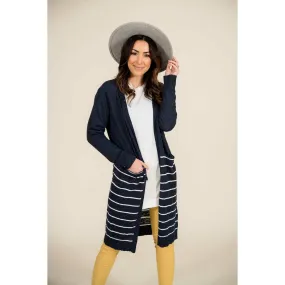 Bottom Striped Tunic Cardigan