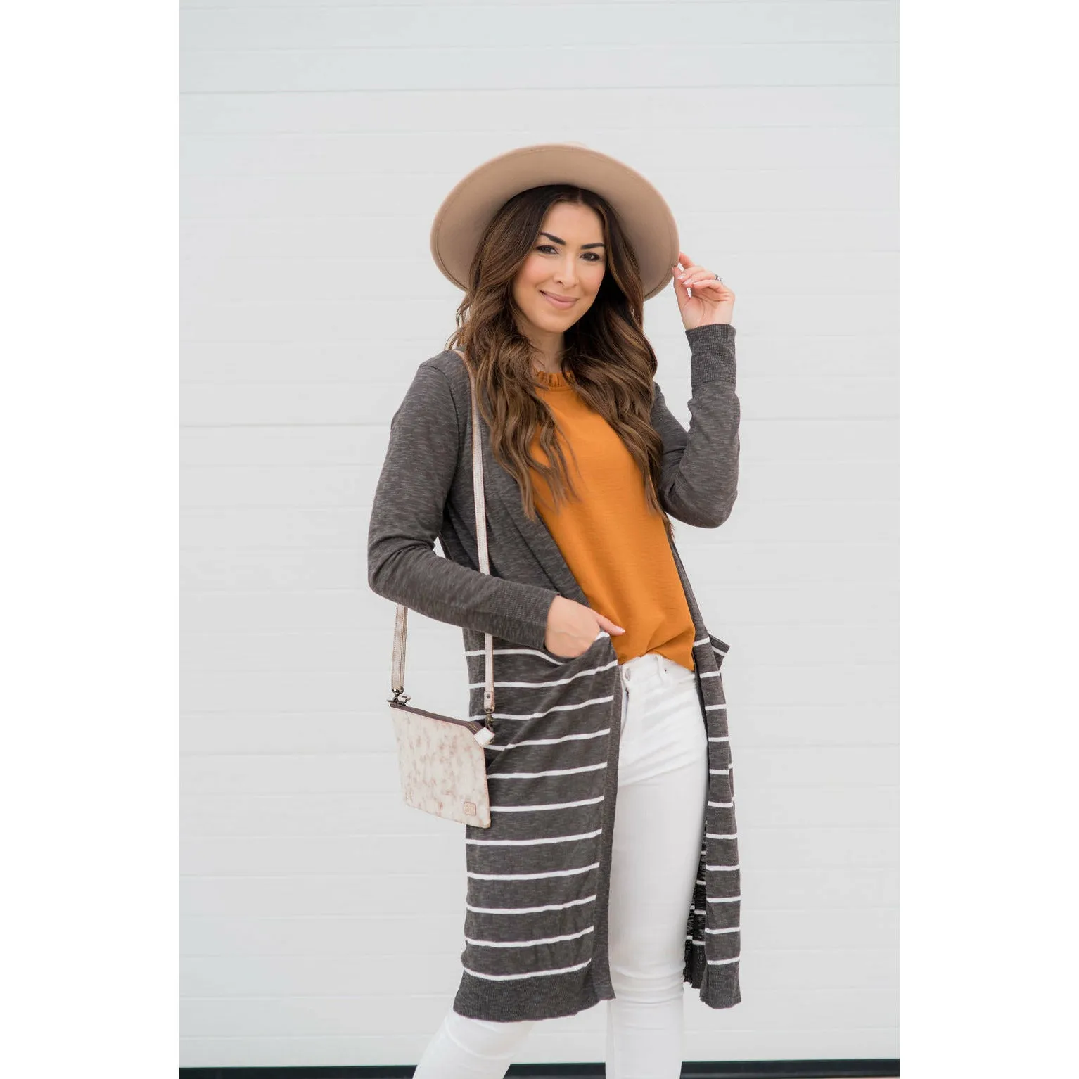 Bottom Striped Tunic Cardigan