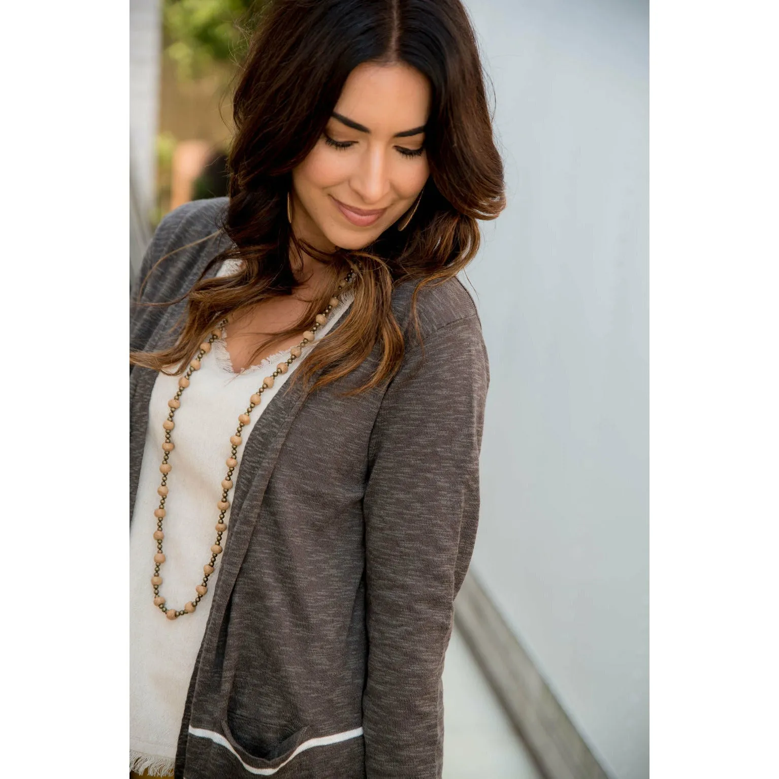 Bottom Striped Tunic Cardigan