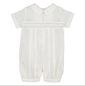 Boys Ivory Vintage Smocked Romper - Select Size