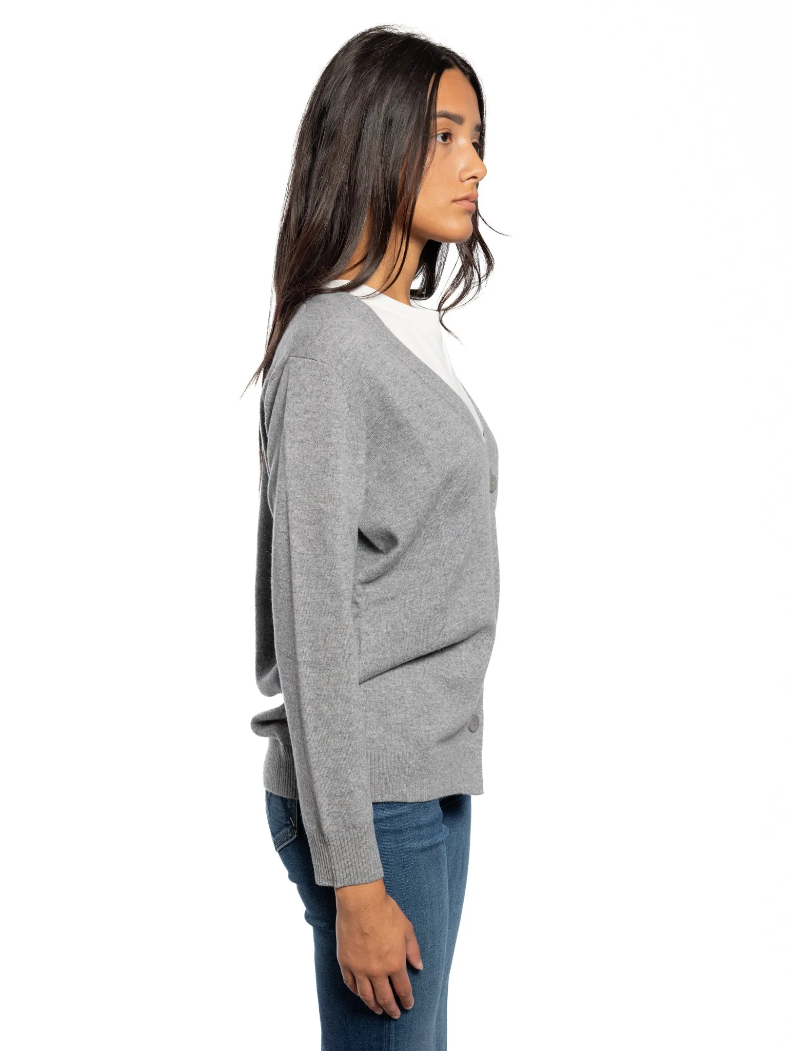 Cardigan con Bottoni Grigio