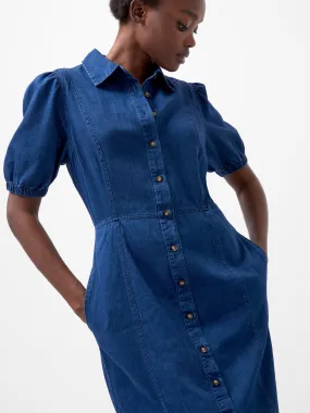 Chambray Button Through Denim Shirt Dress