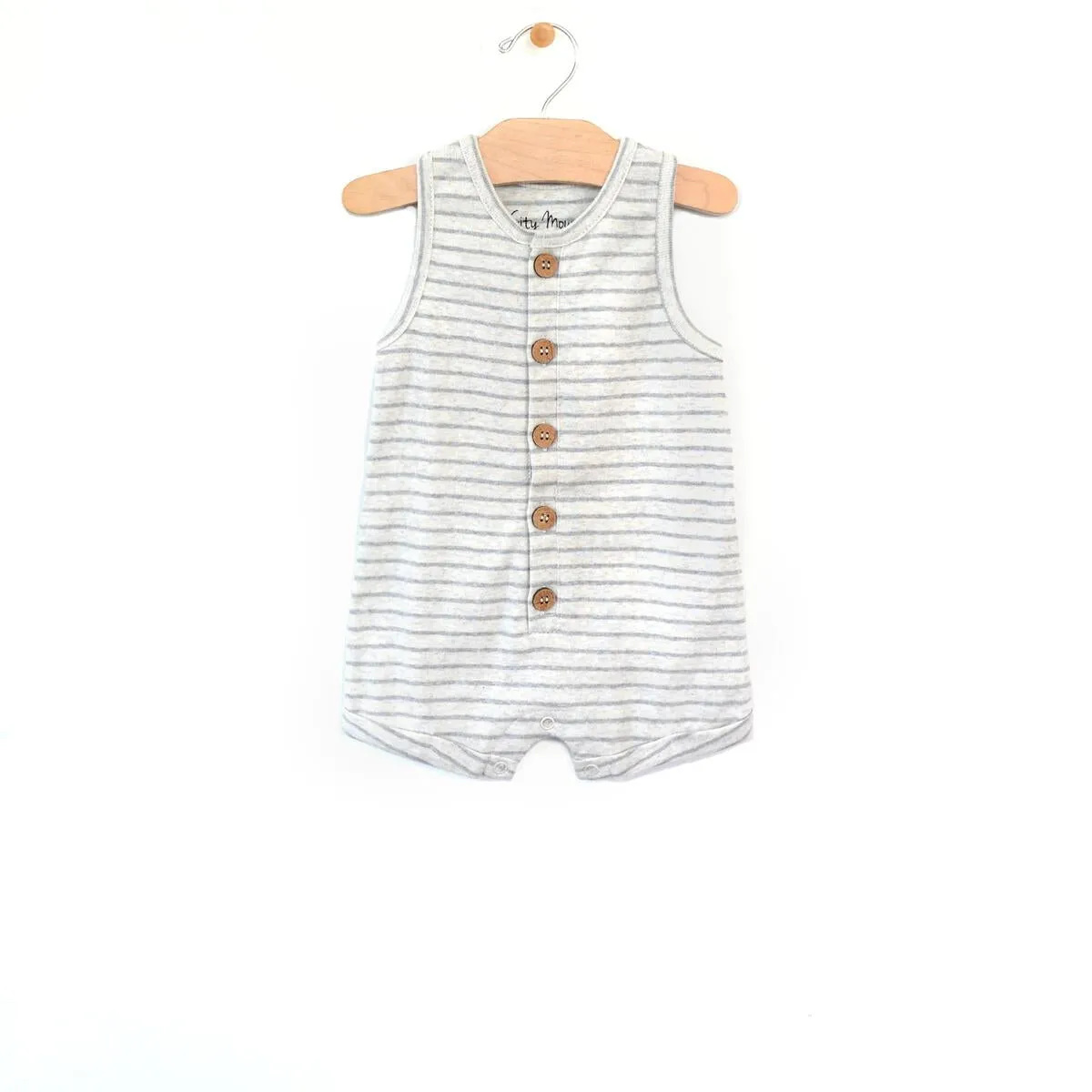 City Mouse Ecru Stripe Rib Shortie Romper