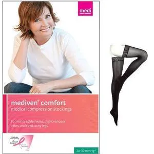 Comfort Thigh-High with Silicone Top Band, 20-30, Closed, Ebony, Size 6