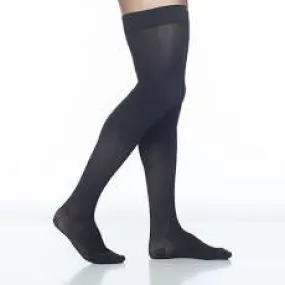 Cotton Thigh-High with Grip-Top, 30-40, Large, Long, Closed, Black