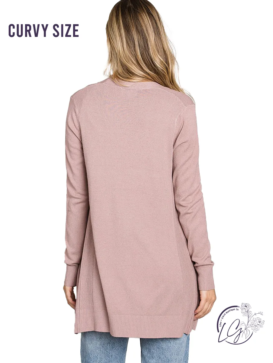 Curvy Breathable Open Front Cardigan