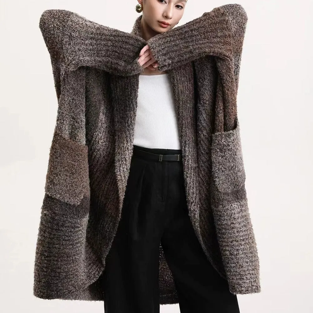 Daily woolen coat long cardigan coat womens