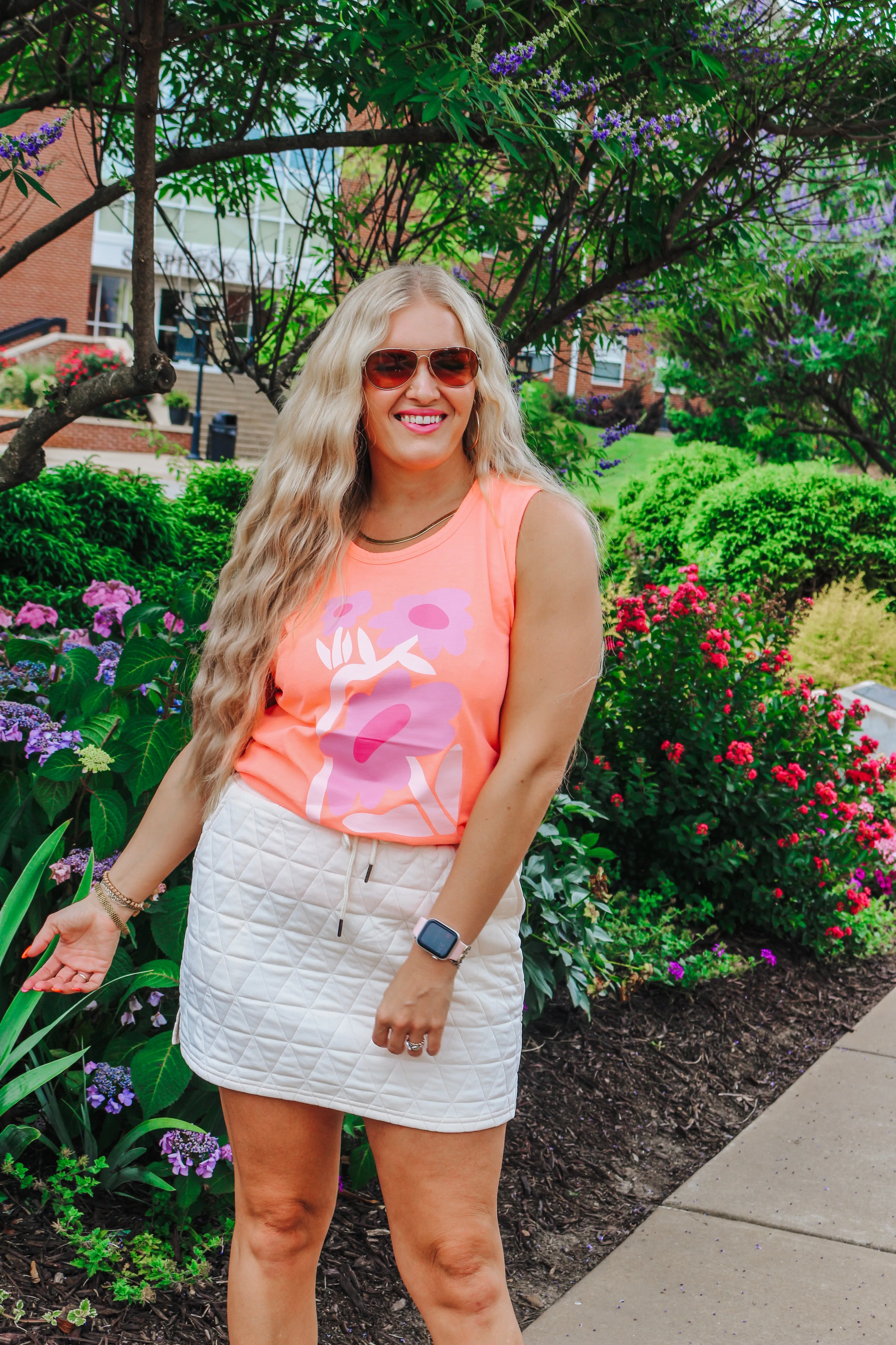 Dales Funky Flower Orange Tank