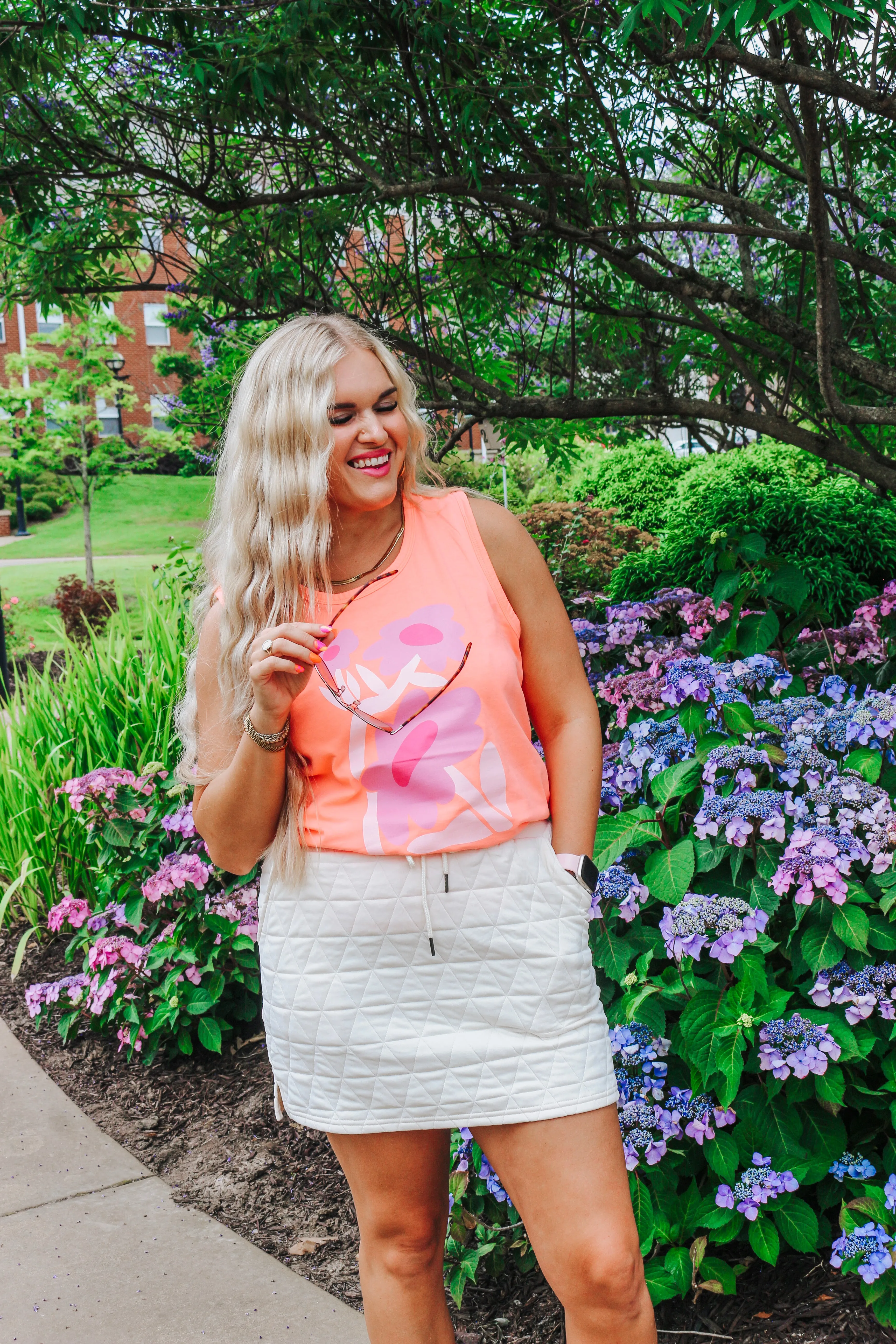 Dales Funky Flower Orange Tank