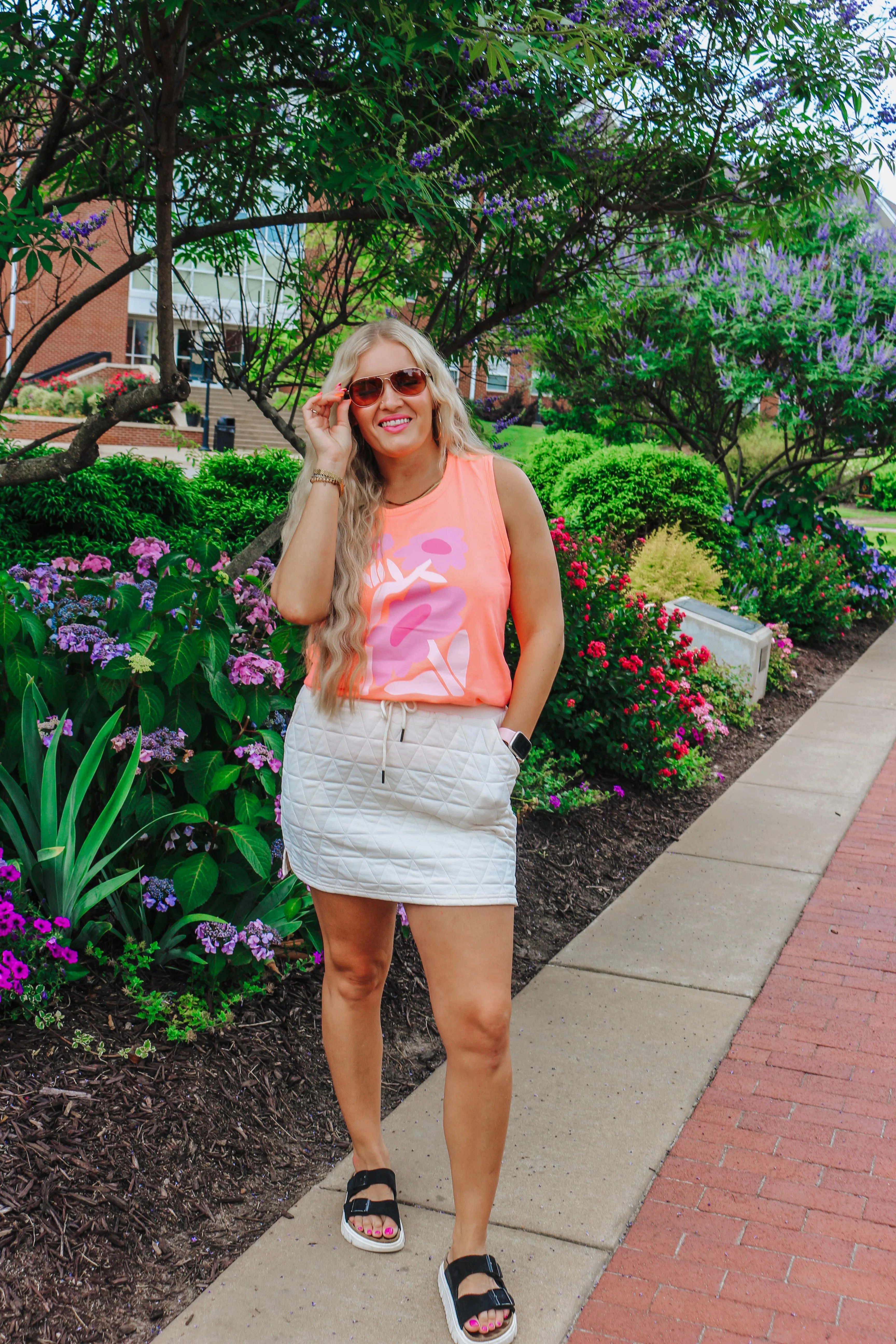 Dales Funky Flower Orange Tank