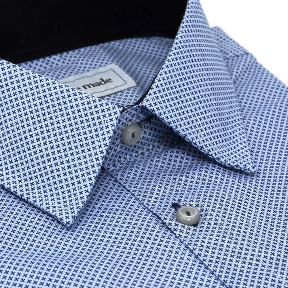 Dark Blue Printed Dress Shirt | The No. 10