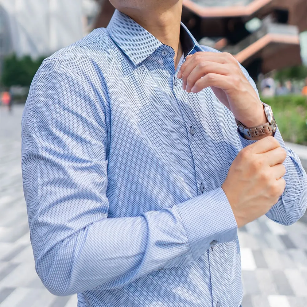 Dark Blue Printed Dress Shirt | The No. 10